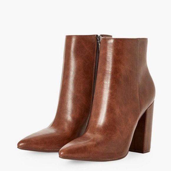 JustFab Shoes - New Rosamund Brown Block Heeled Bootie (size 8.5)